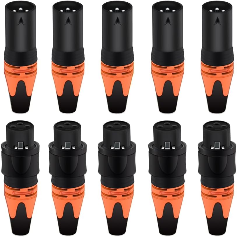 Boicus Wiring Connecting Terminals - 20pcs/10sets 3Pins Outdoor IP65 Waterproof XLR Male&Female Audio Microphone Connector Mounting Panel Black/Silver Shell - (Color: 10xM 10xF-Orange-B)