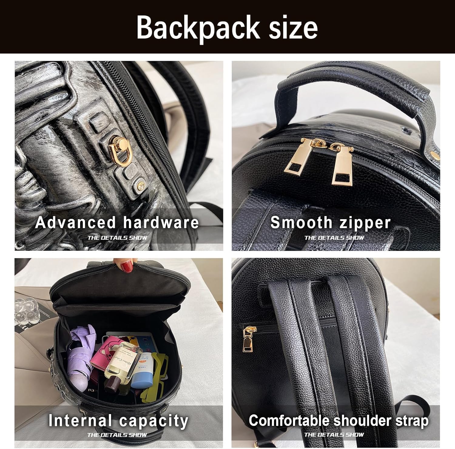 Alien Backpack,Xenomorph Costume,Cool Halloween Backpack,Applicable Occasions are Halloween, Travel and Daily Life. (black)