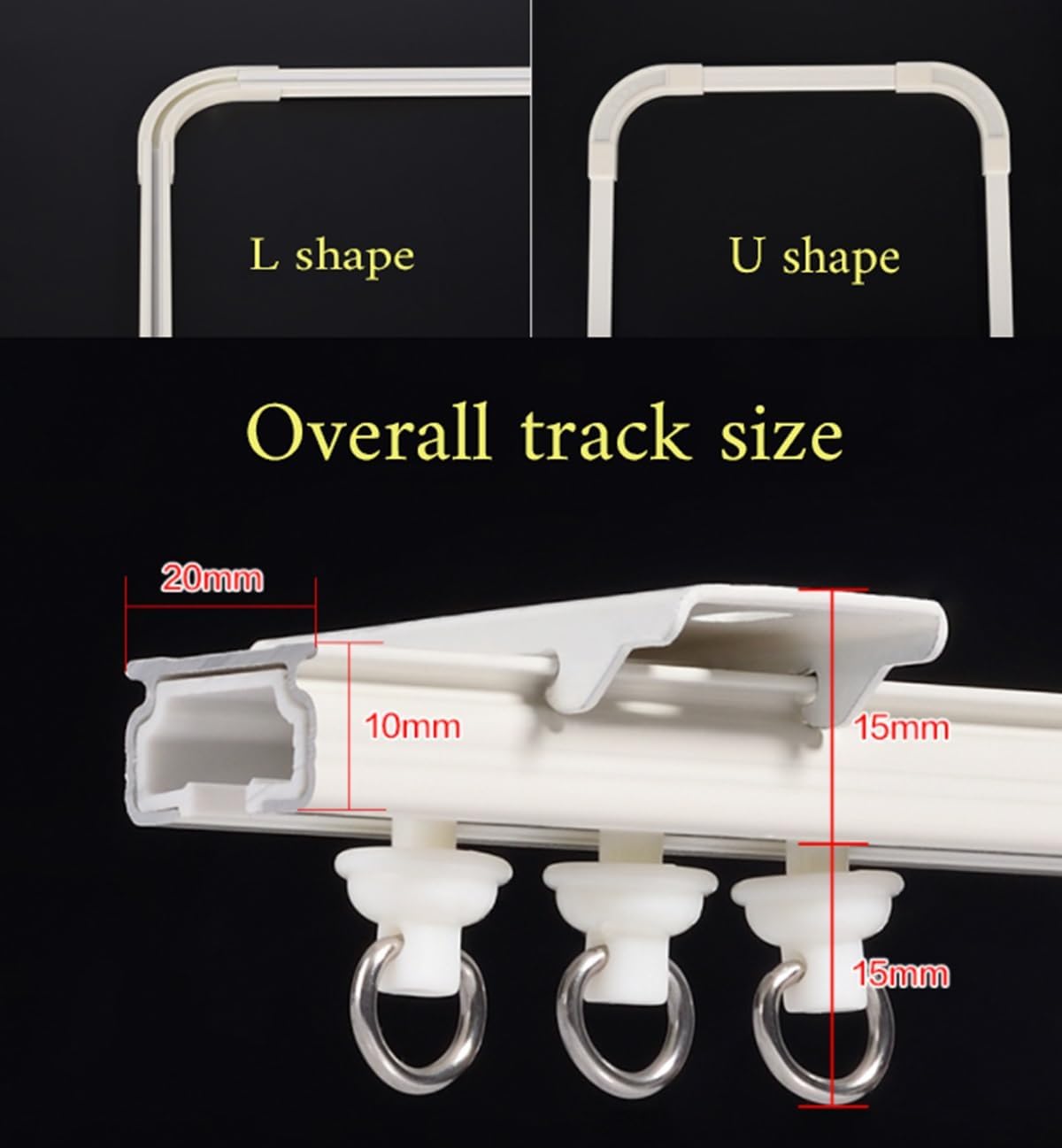 JEDAL Curtain Track Ceiling Track Wall Mount Curtain Rails System with Nano Rollers and 90 Degree Corner Bends Living Room Shower Room Curtain Tracks Set (Size : 15.1ft)