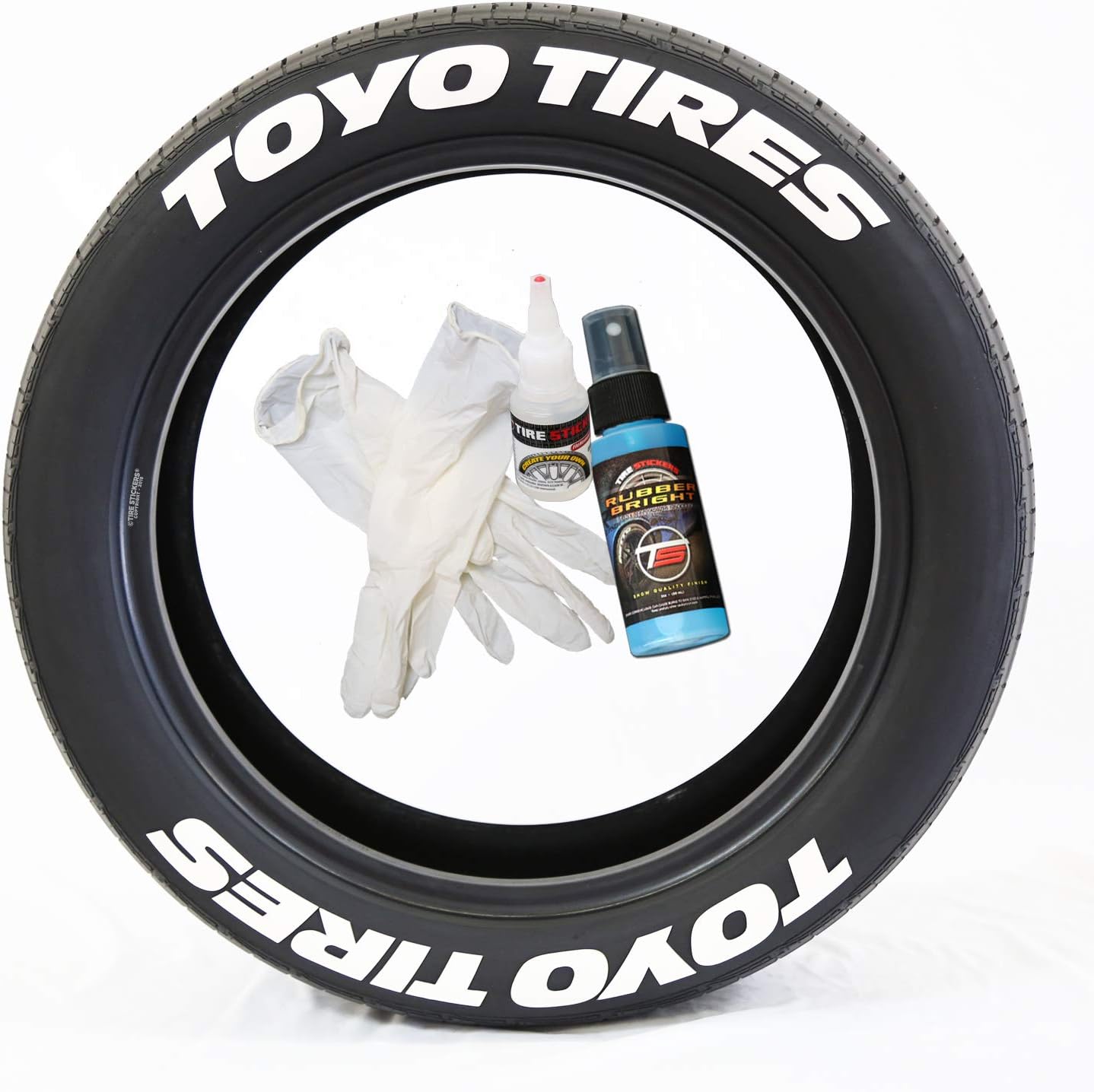 Tire Stickers Toyo Tires Tire Lettering Add-On Car Accessory - DIY Kit with Glue & 2oz Touch-Up Cleaner / 19-21 Inch Wheels / 1.50 Inches/White / 8 Pack