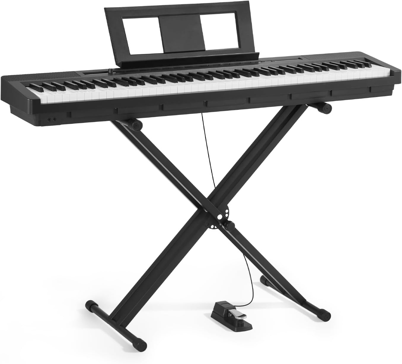 VEVOR Weighted Digital Piano, 88 Keys Fully Weighted, Electric Piano Dual Keyboard & Speakers with X Stand, Sustain Pedal, Recording Function, 280 Tones, Wireless Connection, for Beginners, Black