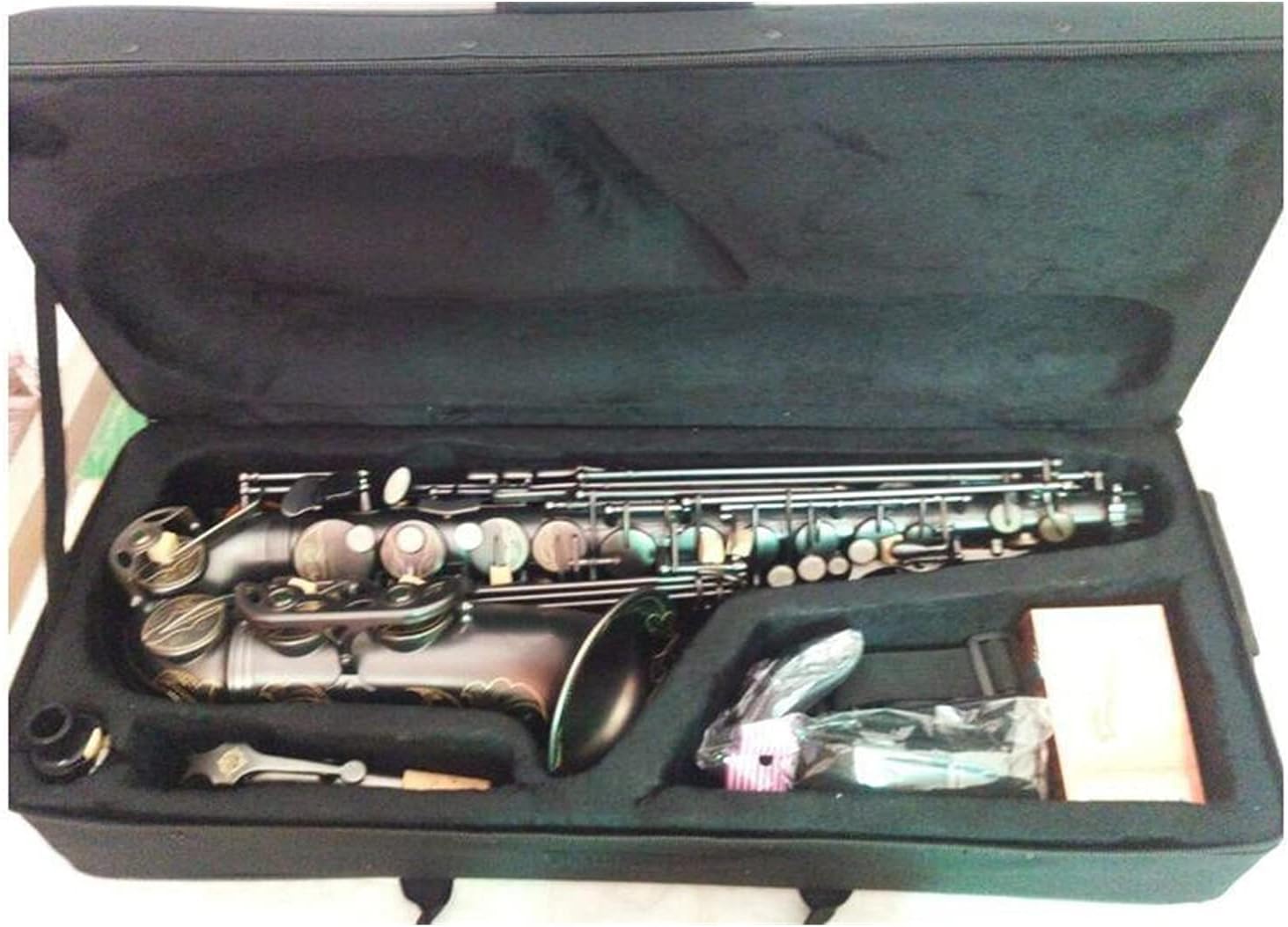 Sax Beginners Kit Professional Musical Instruments Alto Saxophone E Flat Matte Black Nickel Plated Surface Sax for Students Wind Instrument