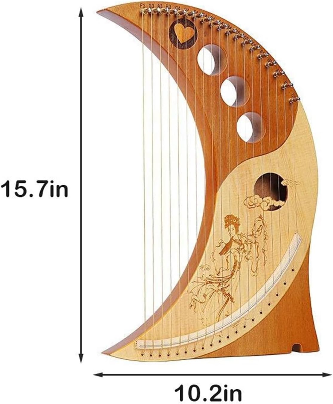 Lyre Harp Set 19 String Half Key Lyre Harp Mahogany Solid Wood Veneer Harp Musical Instrument(19 String)