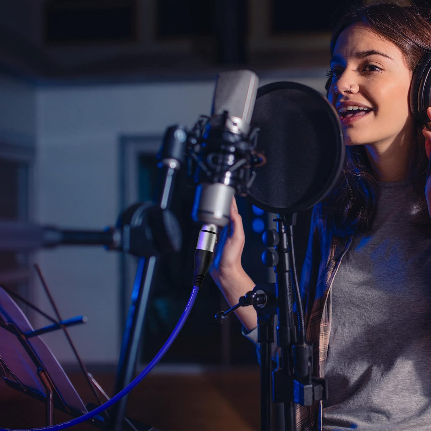 EBXYA Blue XLR Cable 50ft 2 Packs& XLR Cable 25ft 6 Packs