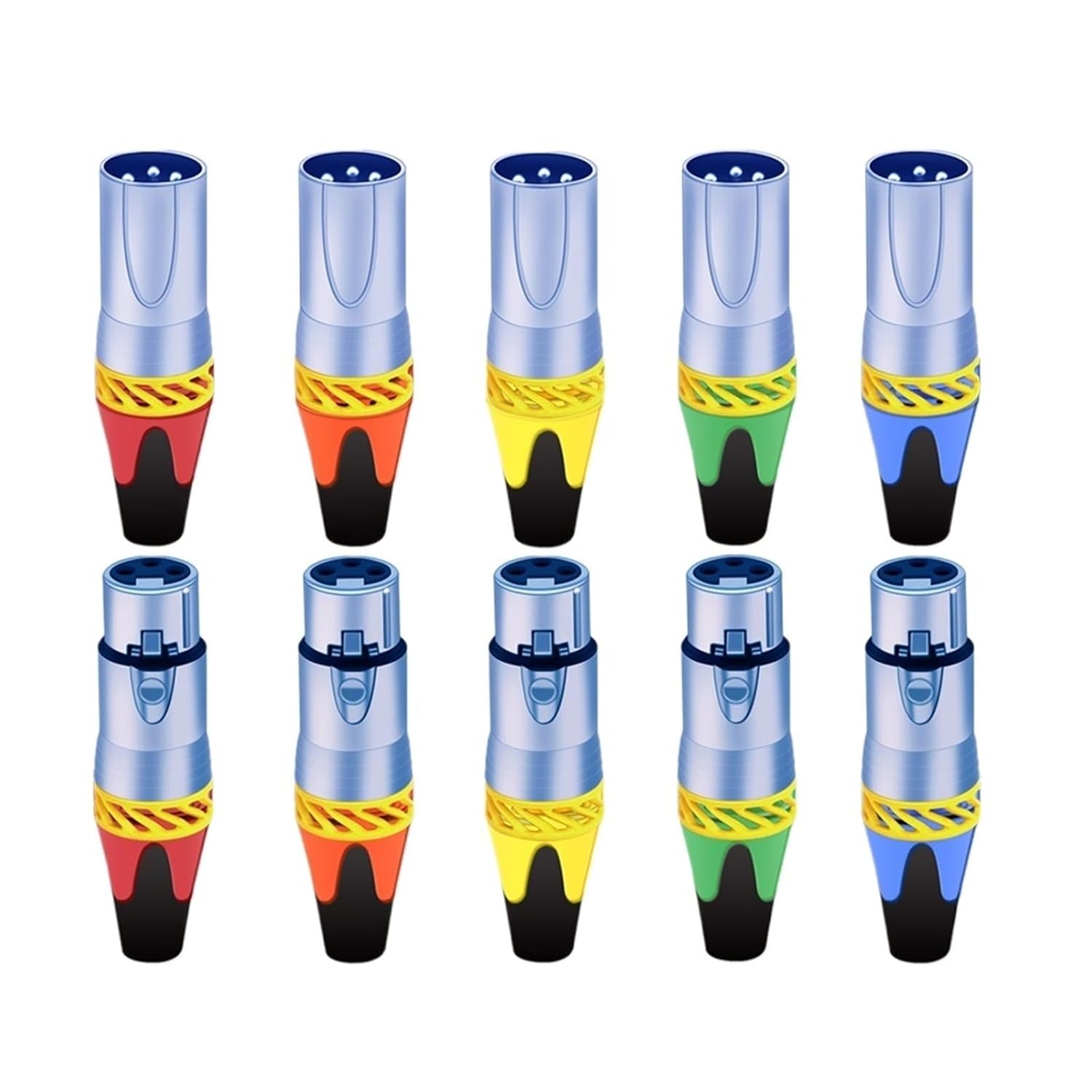 20Pcs/10sets 3Pins XLR Connector Microphone MIC Male Plug&Female Jack Adapter 6 Colors Available Cable Terminal Soldering (Color : 10xM 10xF-Mix)