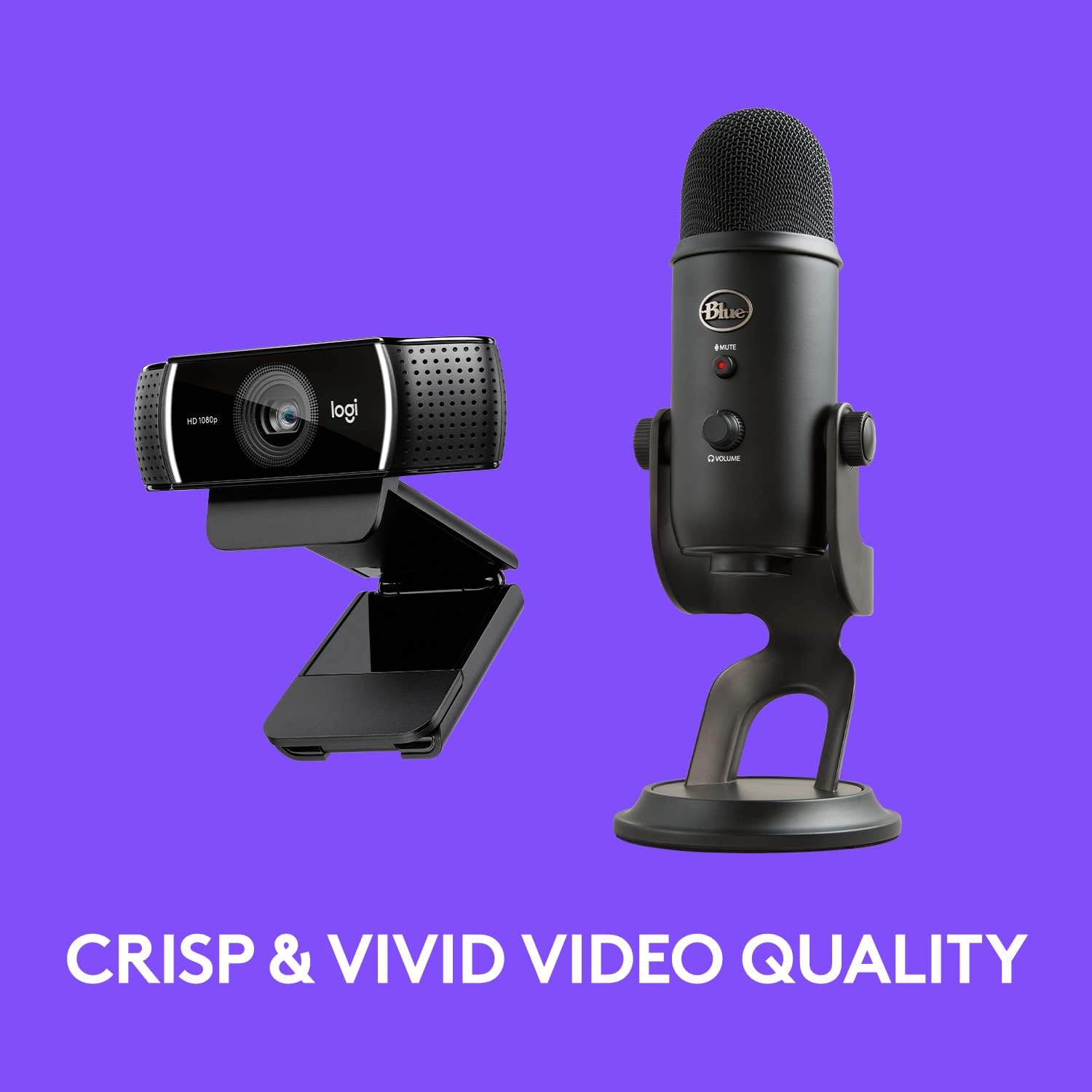 Blue Yeti Premium USB Gaming Microphone for Streaming, Blue VO!CE Software, PC, Podcast, Studio, Computer Mic, Exclusive Streamlabs Themes + C922x Pro Stream Webcam - Blackout