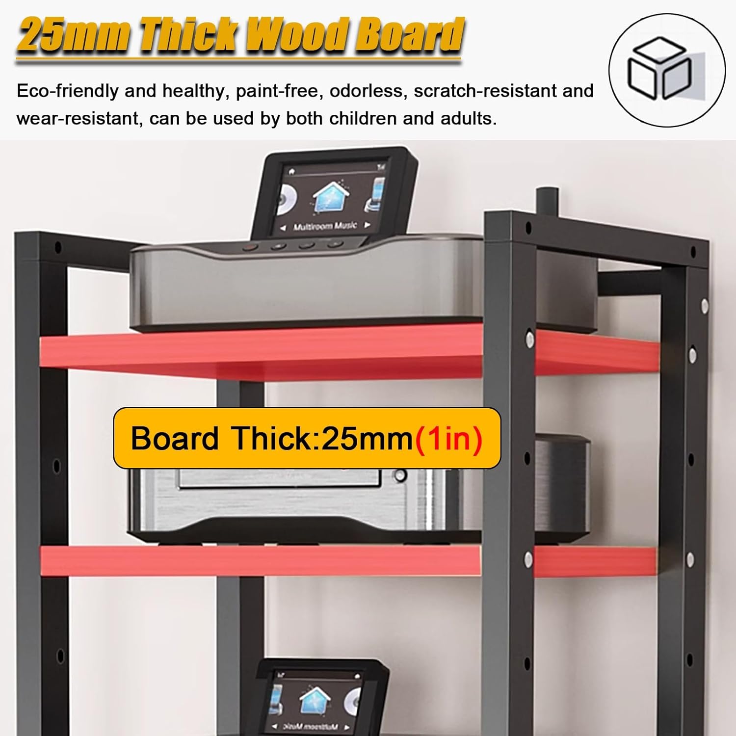 5/6/7/8-tier Media Stand AudioComponent Cabinet with Wheels, Rolling Video Game Console Shelf, Heavy Duty Adjustable Stereo Media Rack, for Home/Office/Coffee Shop,Black 6 Layer 50cm/19.7in