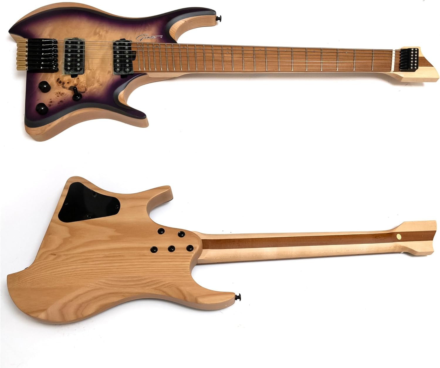 7 String Headless Electric Guitar – Maple Neck & Maple Body, 24 Fret, Stainless Steel Strings, Innovative Headless Tuning System – Compact, Lightweight Modern Futuristic Design