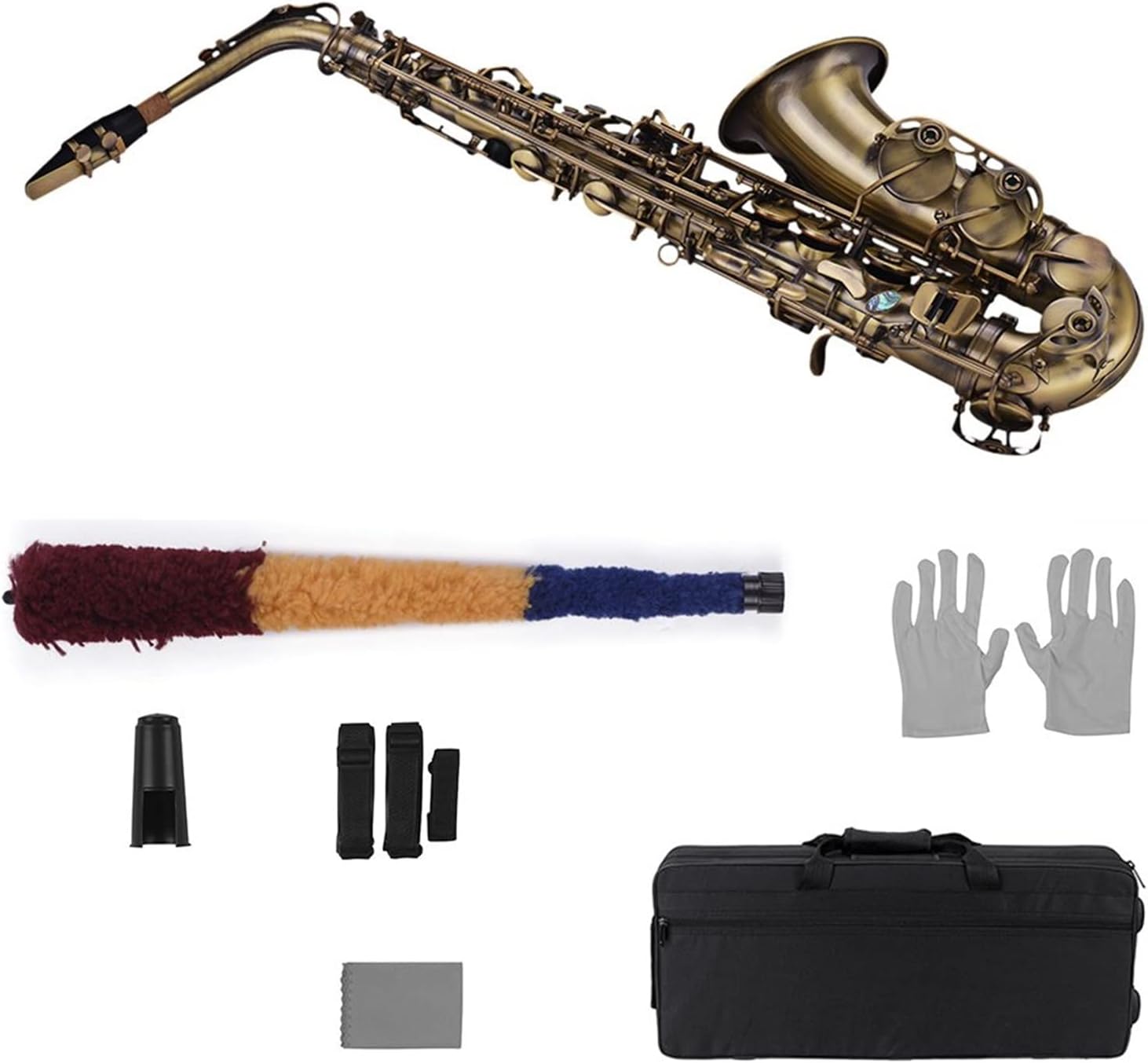 EB E-Flat Alto Saxophone Sax Shell Key Carve Pattern Woodwind Instrument with Case Other Accessories