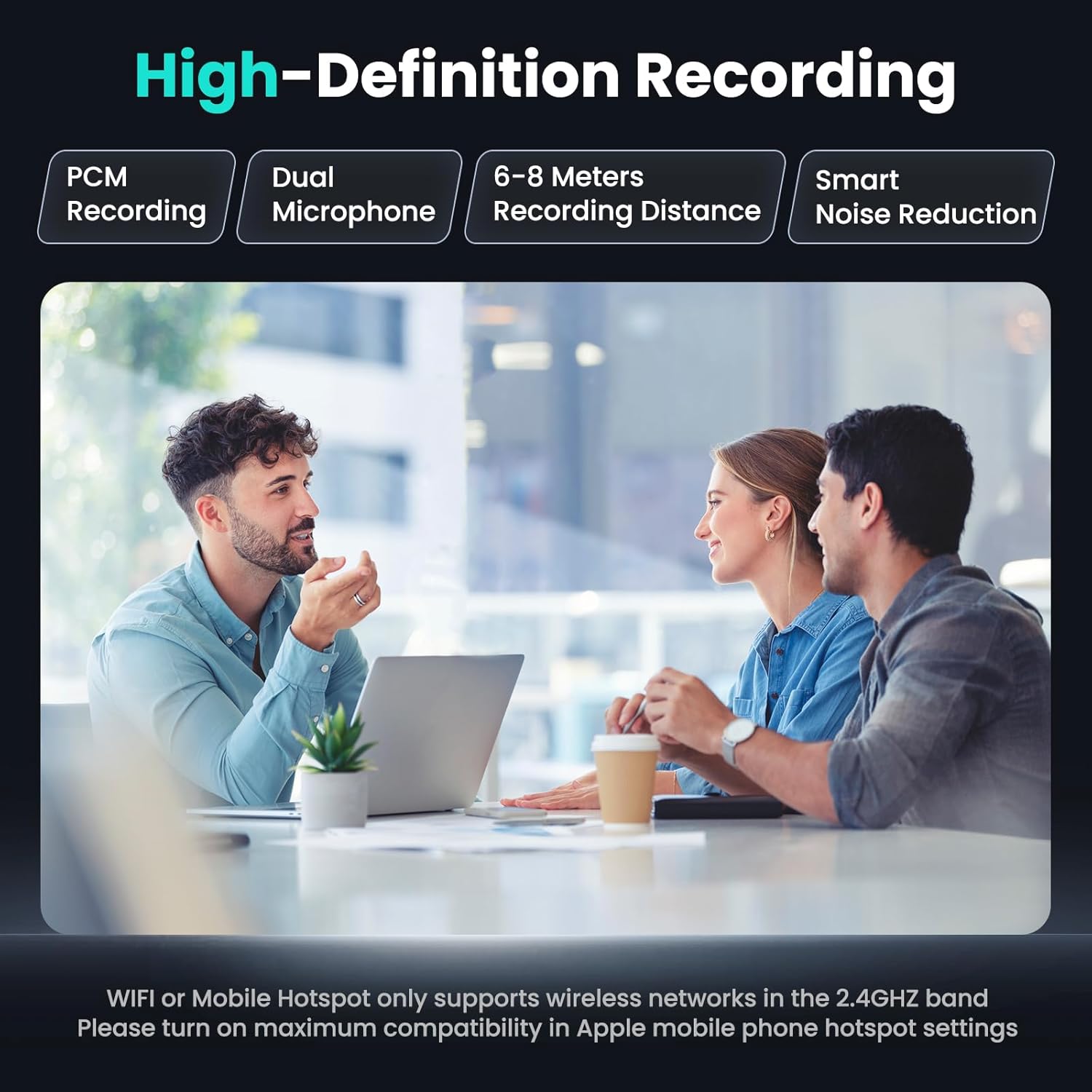 AI Voice Recorder, 80GB Digital Voice Recorder with Free Transcription, Summarize, Translation Base on AI Technology, Online Offline Work, Support 134 Languages, AI Recorder for Lectures, Meetings