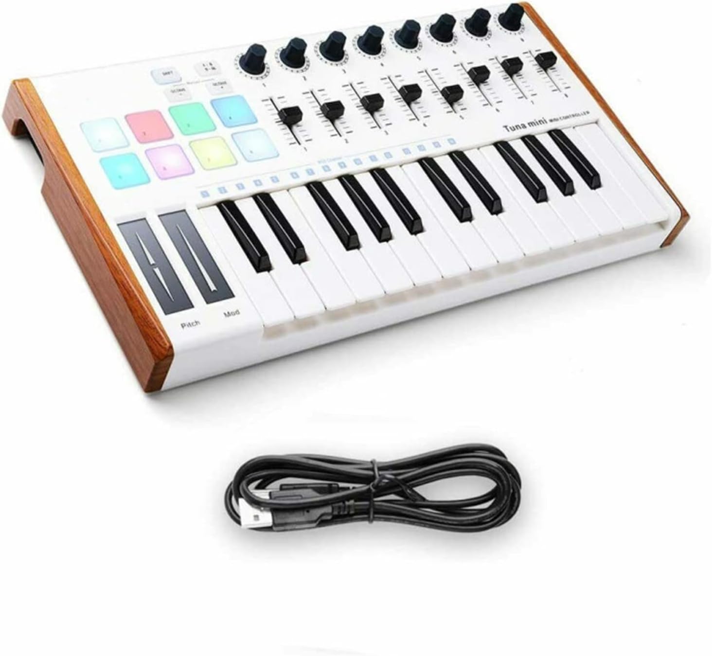 Keyboard Piano 25 Keys USB MIDI Keyboard Controller 8 RGB Backlit DJ Pianos