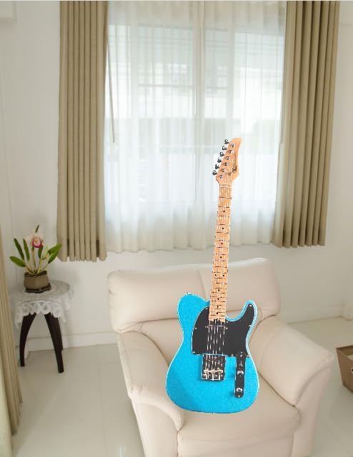 KGD Solid Electric Guitar Consists of a Roasted Mahogany Body and Maple Neck,Professional/Full Size Mercury Electric Guitar for Adults