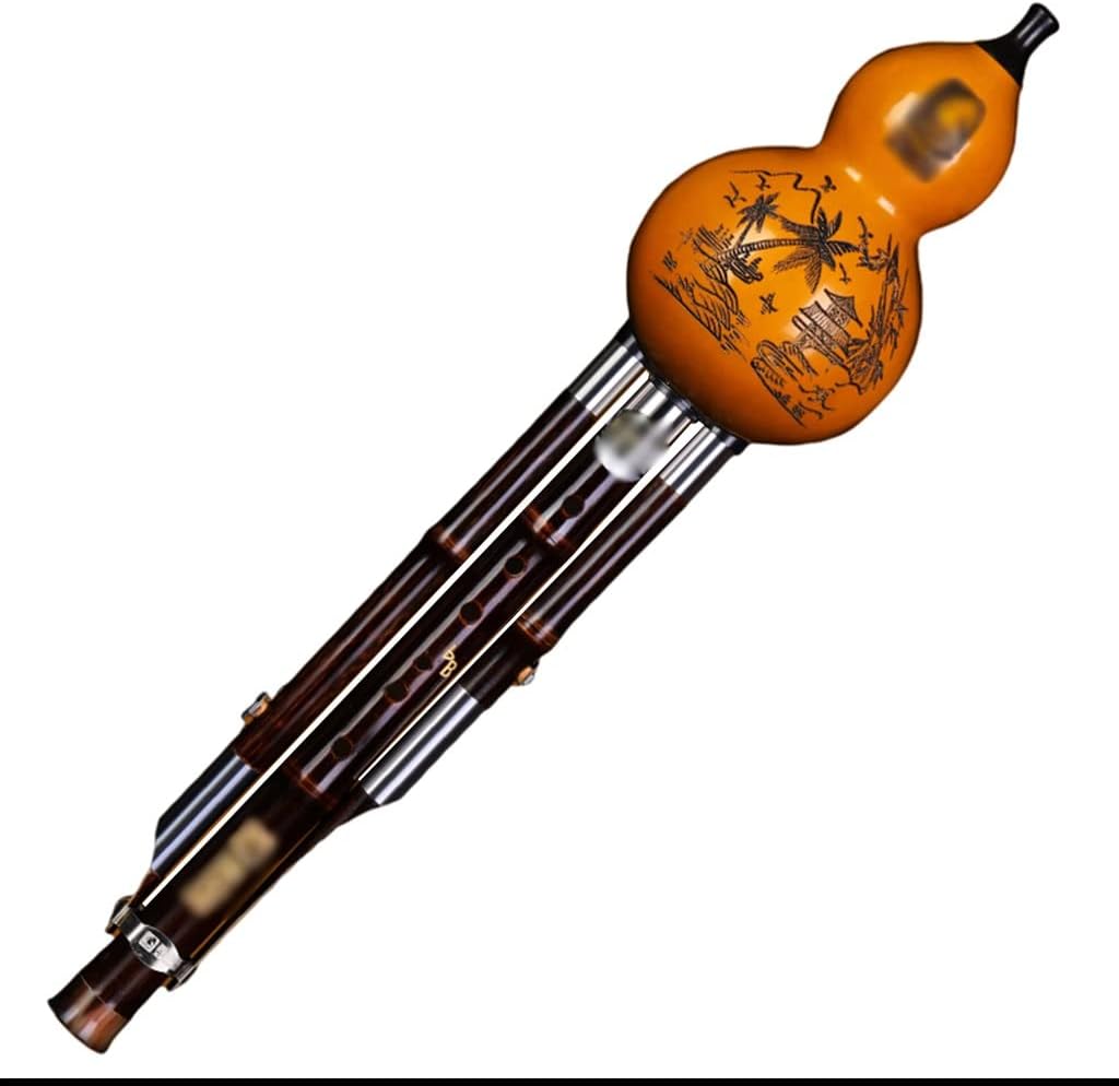 Flutes Musical Instruments Hulusi Musical Instrument Performance Type Beginner Cucurbit Wind Instrument with Chinese Knot and Box Music Playing The (Color : Brown, Size : B Flat)