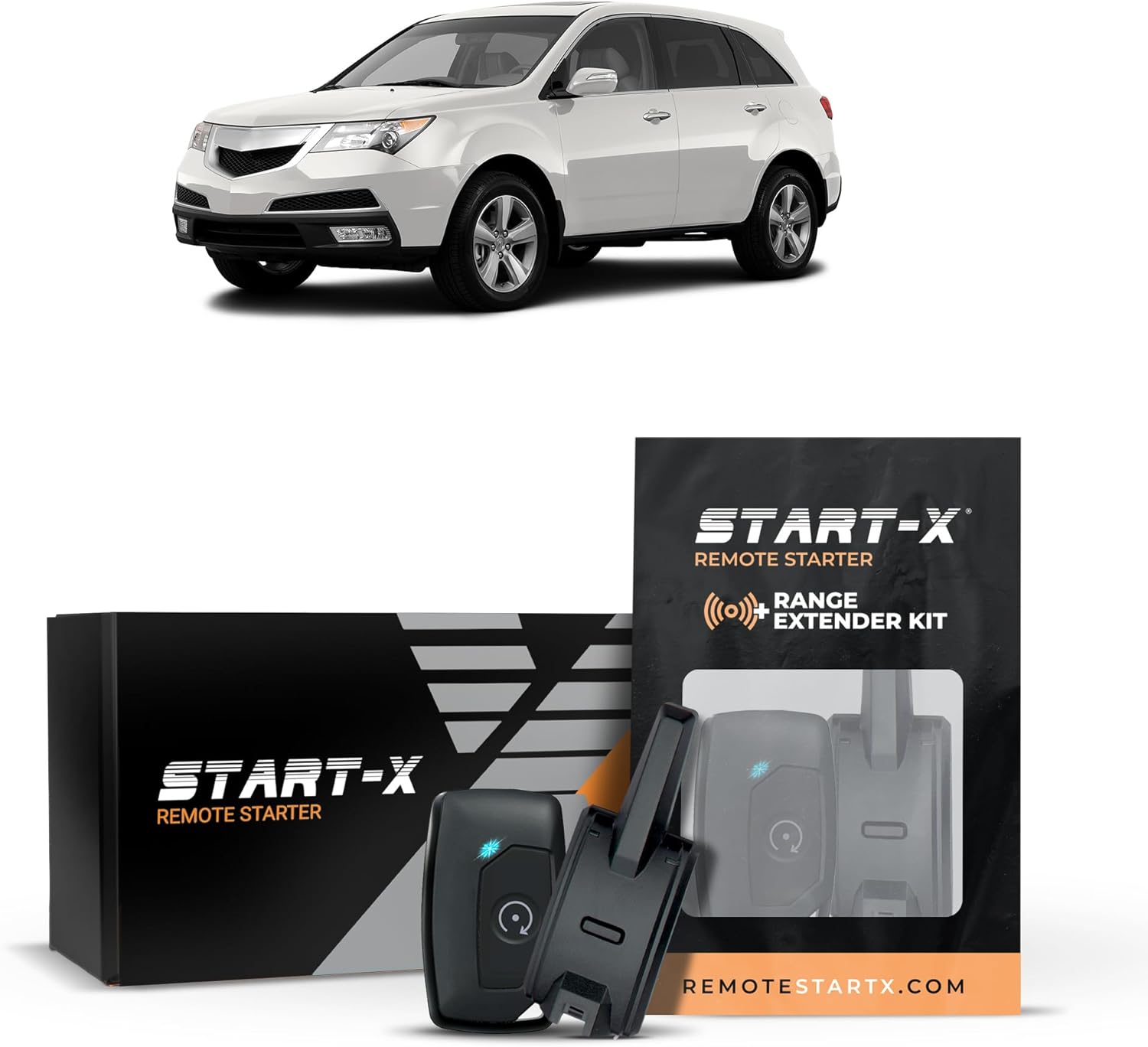 Start-X Remote Starter Kit + 3000ft 2 Way Range Extender for Acura MDX (2007, 2008, 2009, 2010, 2011, 2012, 2013) Vehicles with Key Ignition