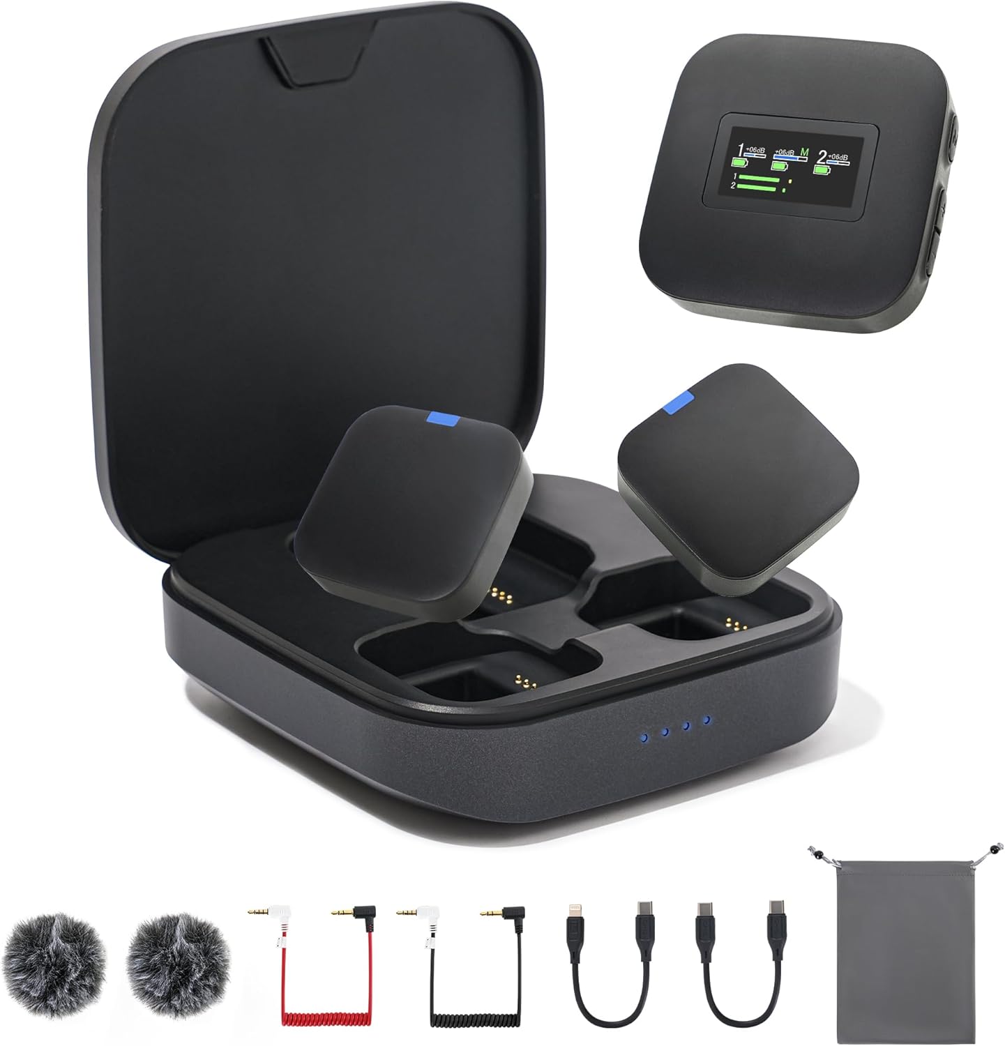 S8 Pro Mini Lavalier Wireless Microphone for iPhone,USB C Phone,Camera,Laptop,48KHz 24Bit Digital/Analog Output,Noise Canceling,30H Battery Tiny Clip/Magnet Mic for Video Recording,Filming