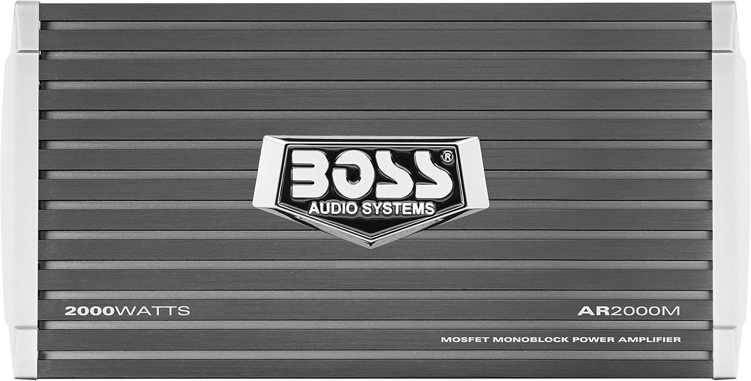 BOSS Audio Systems AR2000M Monoblock Car Amplifier - 2000 High Output, High/Low Level Inputs, Low-Pass Crossover, Hook Up to Subwoofer for Bass