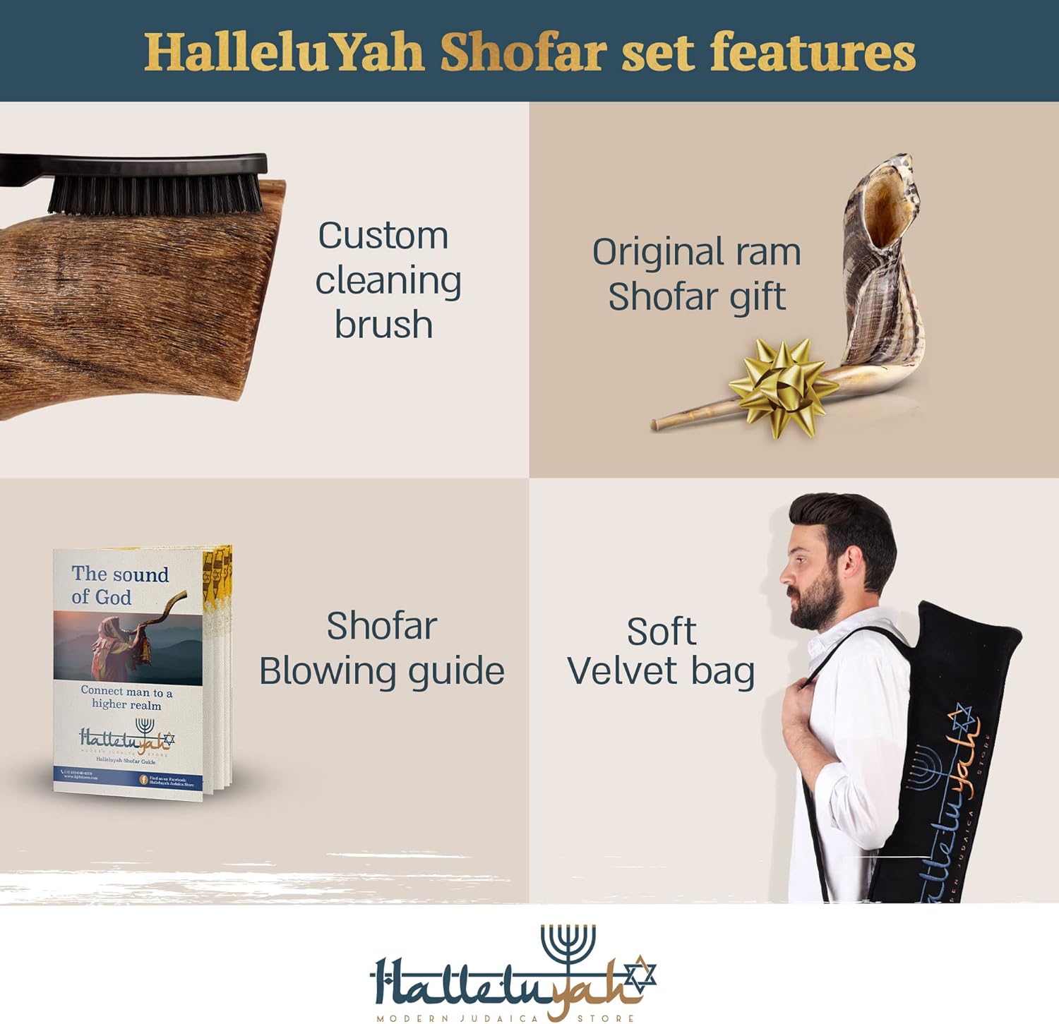 HalleluYAH Yemenite kudu Shofar From Israel Plus Free Bonus Ram Horn