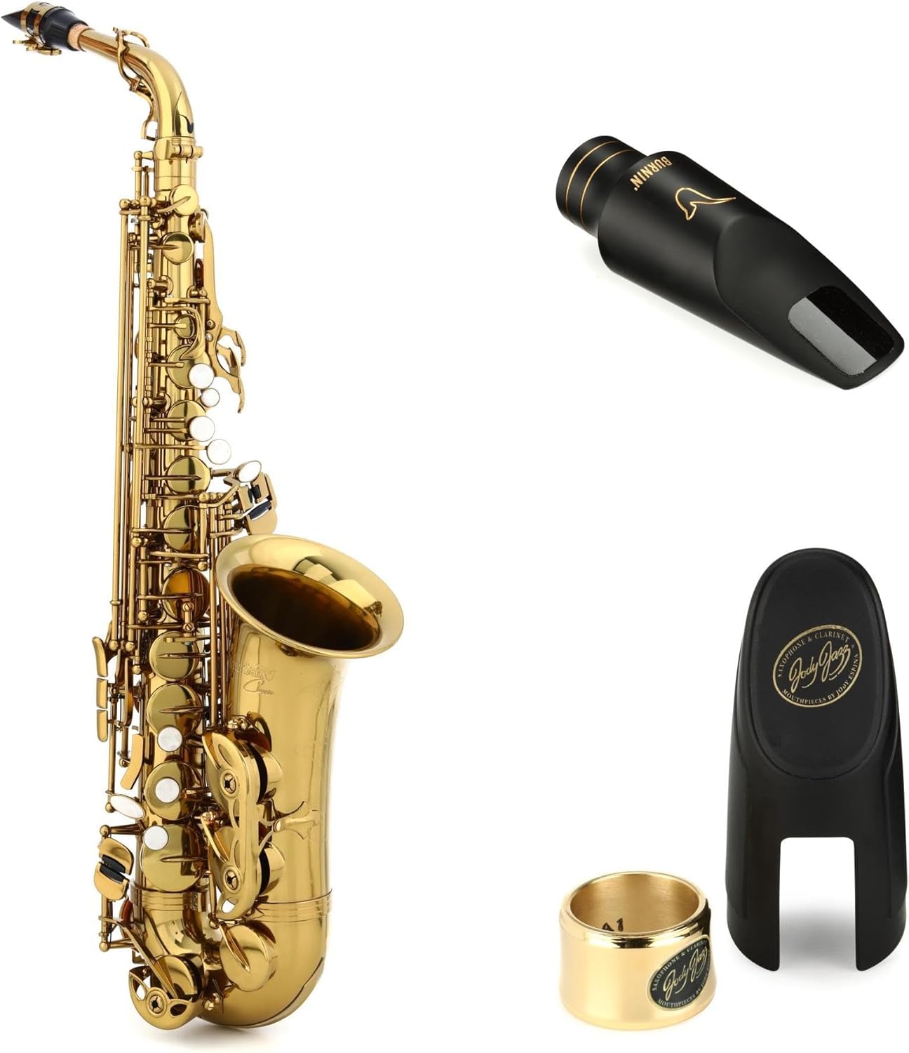 BetterSax Classic Student Alto Saxophone with Professional Burnin' 7 Mouthpiece and Power Ligature Bundle - Includes Ligature, Cap, and Reed - Ideal for Beginners and Intermediate Players