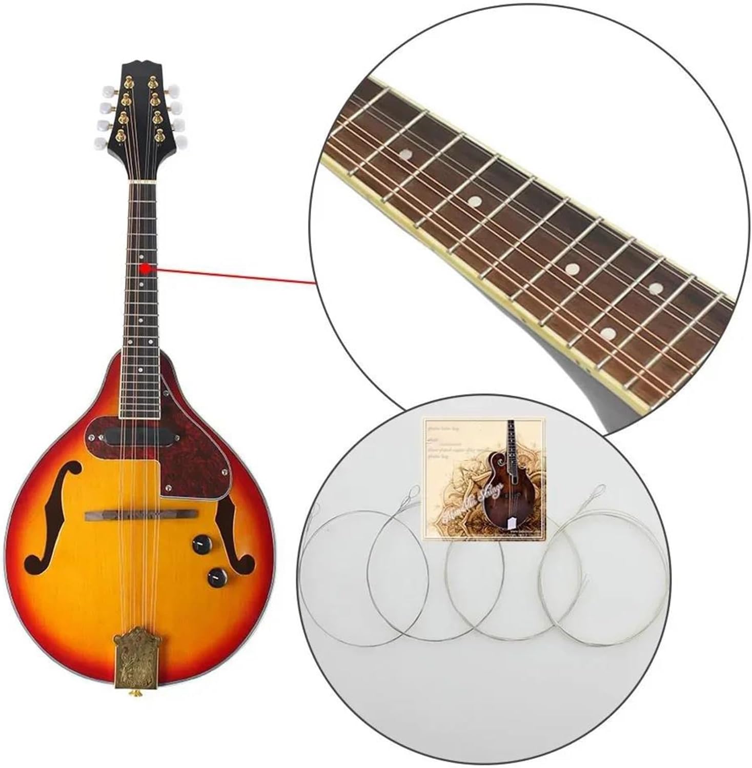 Adult Mandolin Musical Instrument Electric Mandolin Set 8 Strings A Style Electric Mandolin With Case Strings For Beginners Practice Instruments Guitar(Mandolin)