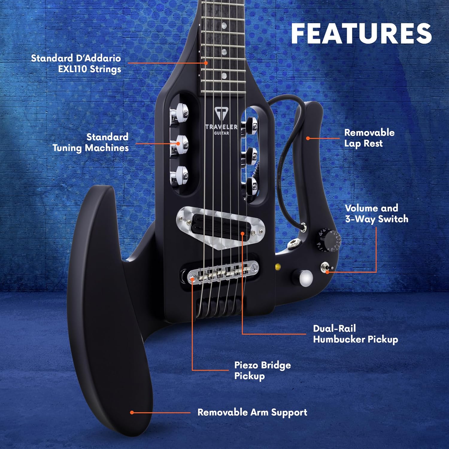 Traveler Guitar Acoustic Guitar 6 String Pro-Series Mod-X (Matte Black), Right, (PSM BKM)