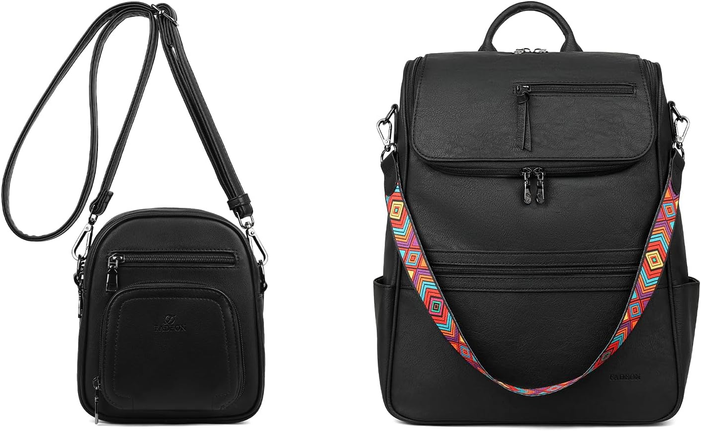FADEON Small Purses for Women & Laptop Backpack Black Collection