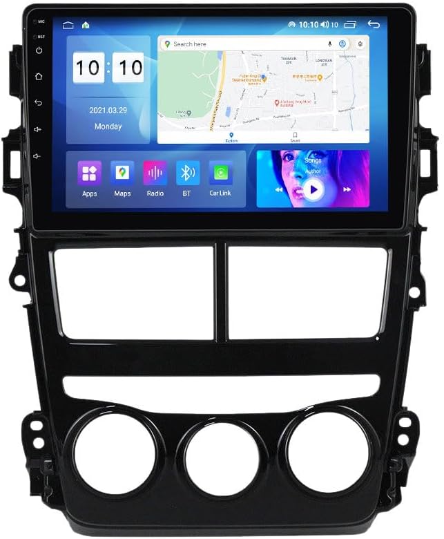 Android Car Stereo for Toyota Vios 2018-2019,9 inch IPS Touchscreen with Upgrade Wireless CarPlay & Android Auto,WiFi/GPS,Support SWC and Subwoofer,4-Core 2G+32G