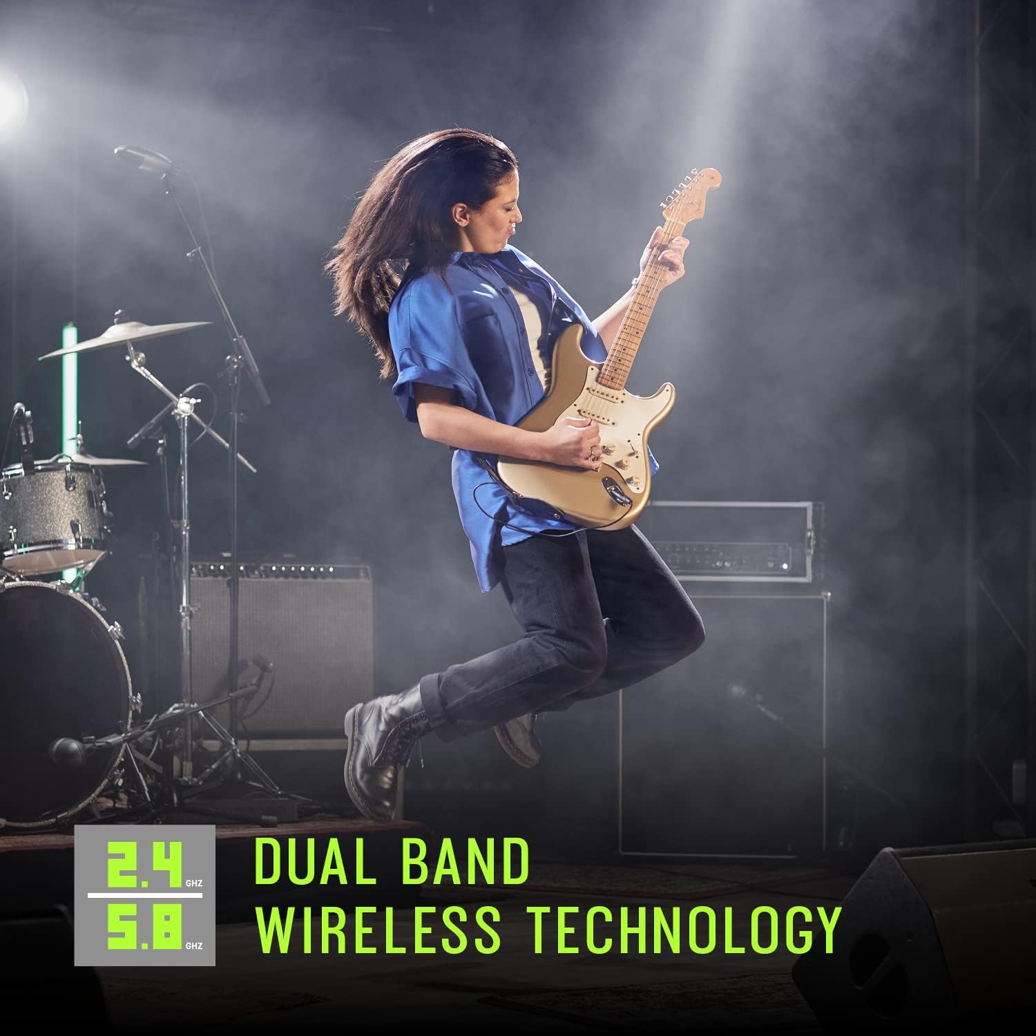 Shure GLXD14+ Dual Band Pro Digital Wireless System for Guitar and Bass - 12-Hour Battery Life, 100 ft Range | Includes 1/4