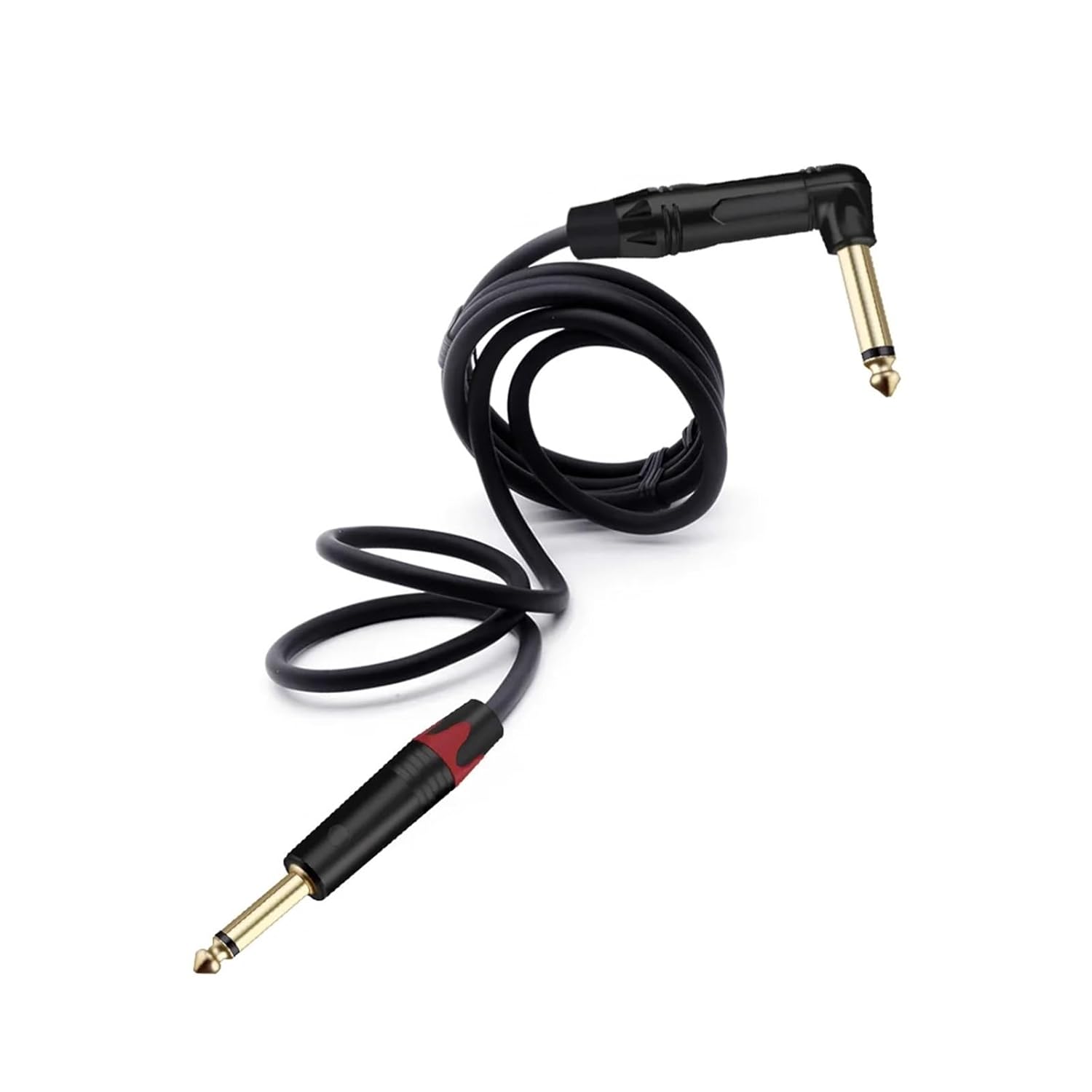 Aux Cable Speaker Wire 6.35mm Mono Jack Male to Right Angle 6.35mm Male Cable for AMP Mixer Black&Red(Black Red,8m)