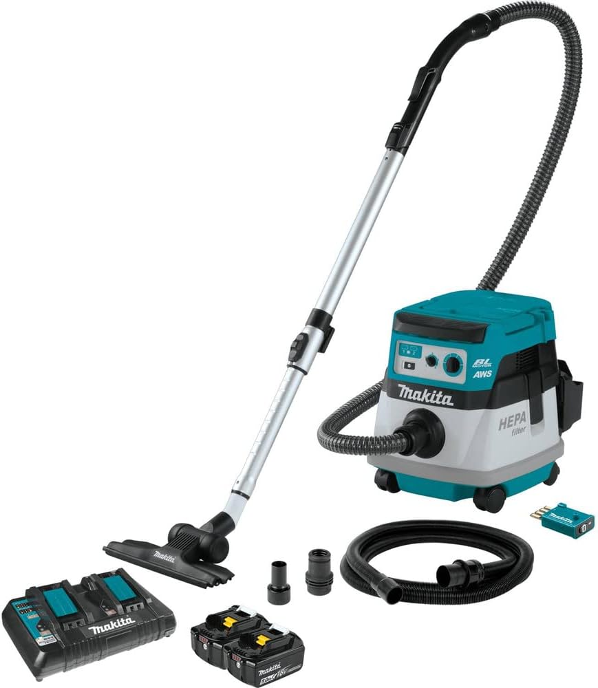 Makita XCV22PTU 36V (18V X2) LXT® Brushless 2.1 Gallon HEPA Filter Dry Dust Extractor/Vacuum Kit, AWS® (5.0Ah)