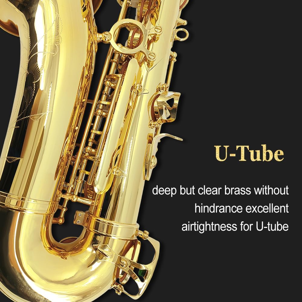 Yinfente Eb Alto Saxophone For Beginners Adult,Saxophone Student,E Flat Alto Sax Full Kit With Reeds,Pads Cushions,Hard Carrying Case,Cleaning Cloth & Rod,Mouthpiece,Gloves,Neck Strap Gold