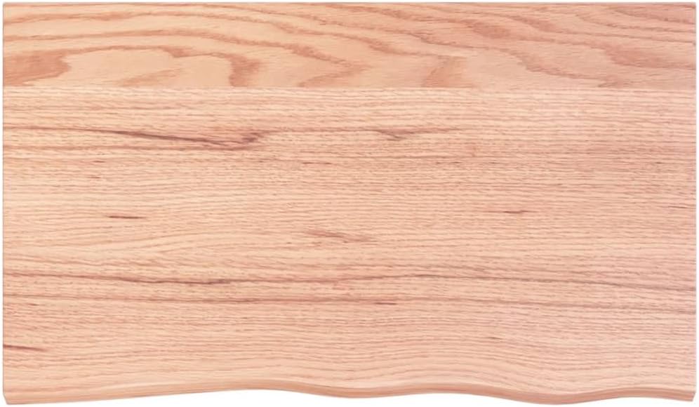 Light Brown Floating Wall Shelf, Solid Oak Wood, Large 39.4x23.6 Inch Display Storage for Living Room, Natural Live Edge Design, Easy Mount Décor Accents