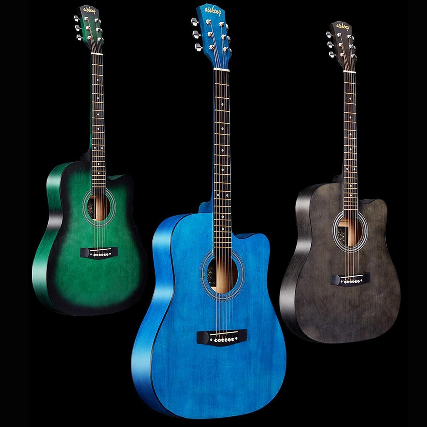 Guitar, Log, High-Precision Open-Style String Standard, Original Phosphor Bronze Strings, Suitable for Beginners (Size:38 inches,Color:Green)