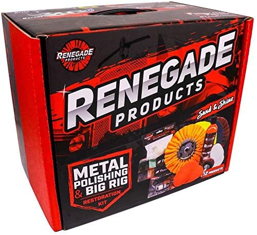 Renegade Products Big Rig & Semi Truck Metal Polishing Complete Kit with Buffing Wheels, Buffing Compound, Safety Flanges, Polishing Accessories and Rebel Red Liquid Metal Polish