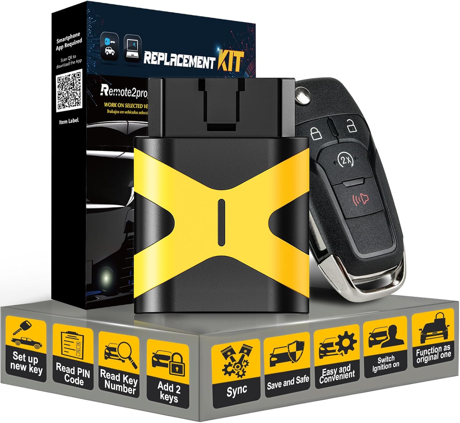 Car Key Fob Keyless Entry Self Programmable Remote Kit Replacement for 2015-2020 Ford F-150/2018-2019 Ford F-250/F-350 Super Duty F-550 (4 BTN FILP Key/N5F-A08TDA)