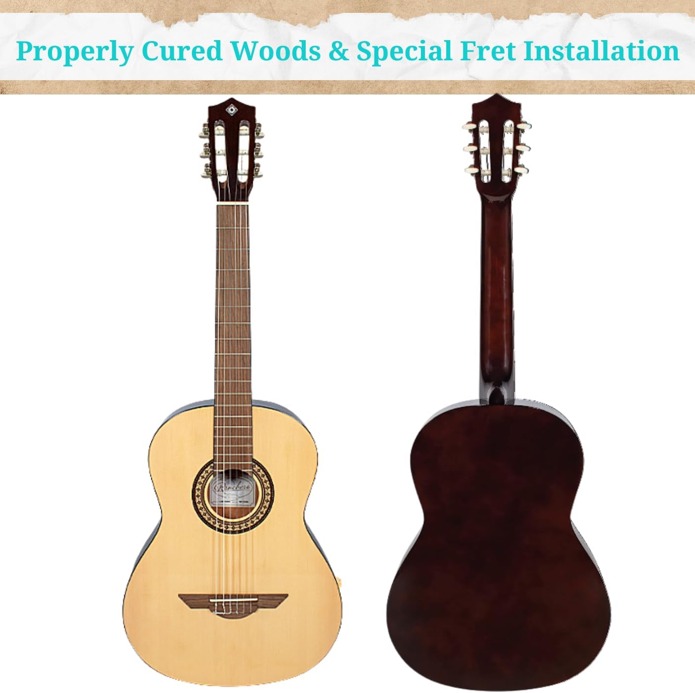 H. Jimenez 6 String Acoustic Guitar, Right, Tan (LGR100N)