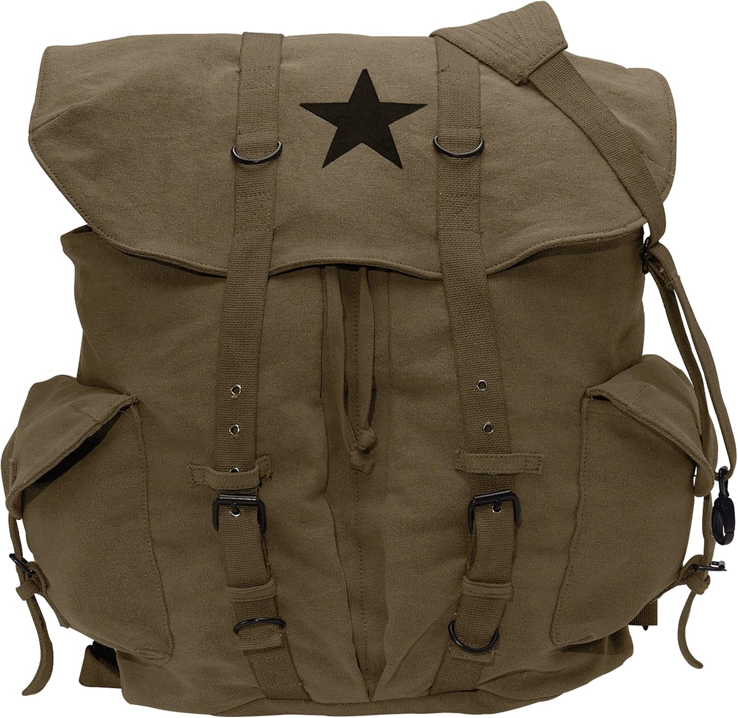 Canvas Backpack - Vintage Rucksack with Star Detail By Rothco