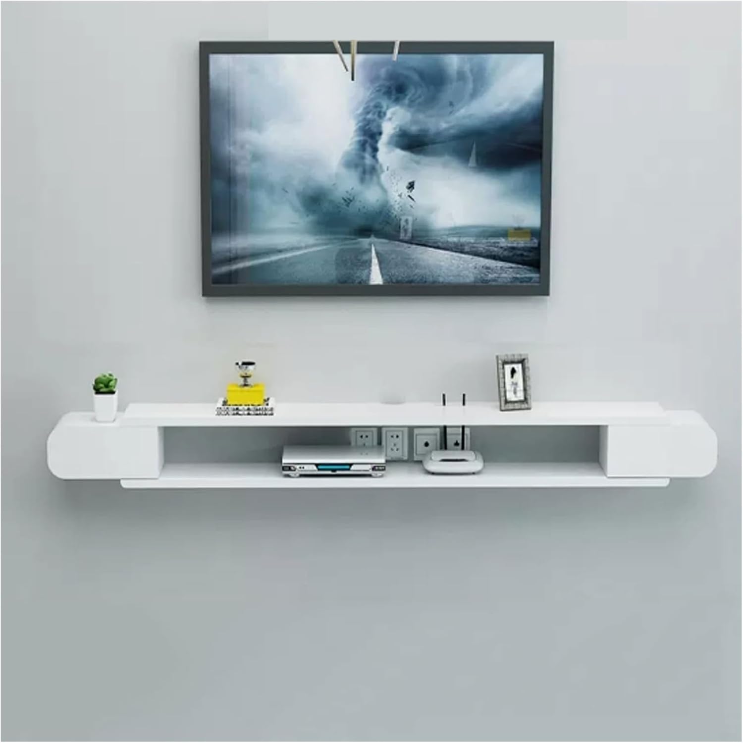 TV Stand TV Cabinet Modern Floating Wall Mounted 55/63/70.8 Inch TV Console with Open Storage Shelf, Space Saving Decorative Contemporary Media Storage Rack Television Stands (Color : White, Size :
