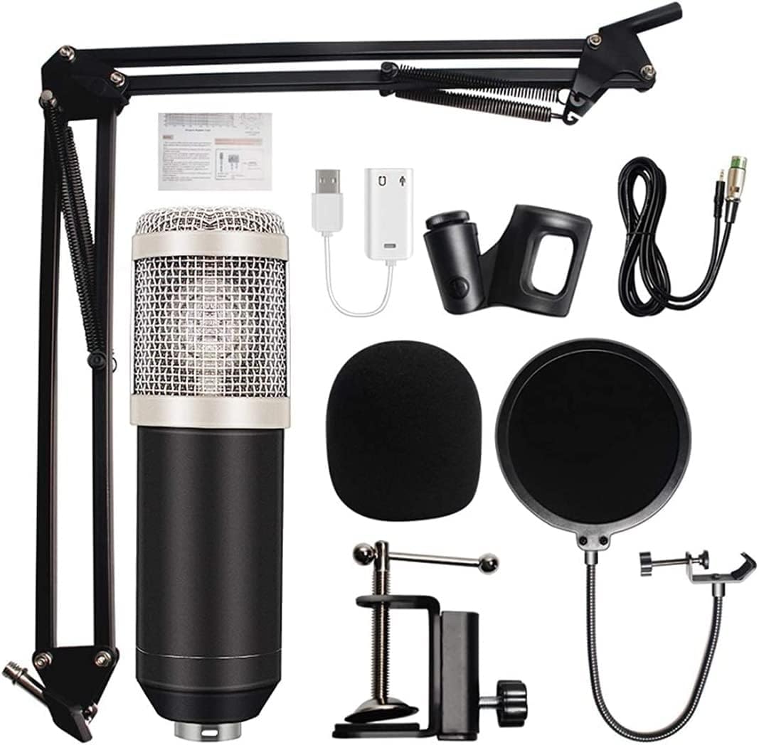 Professional Bm 800 Condenser Microphone 3.5Mm Wired Recording Microphone for Computer Karaoke, Microphone Kit Live Broadcast