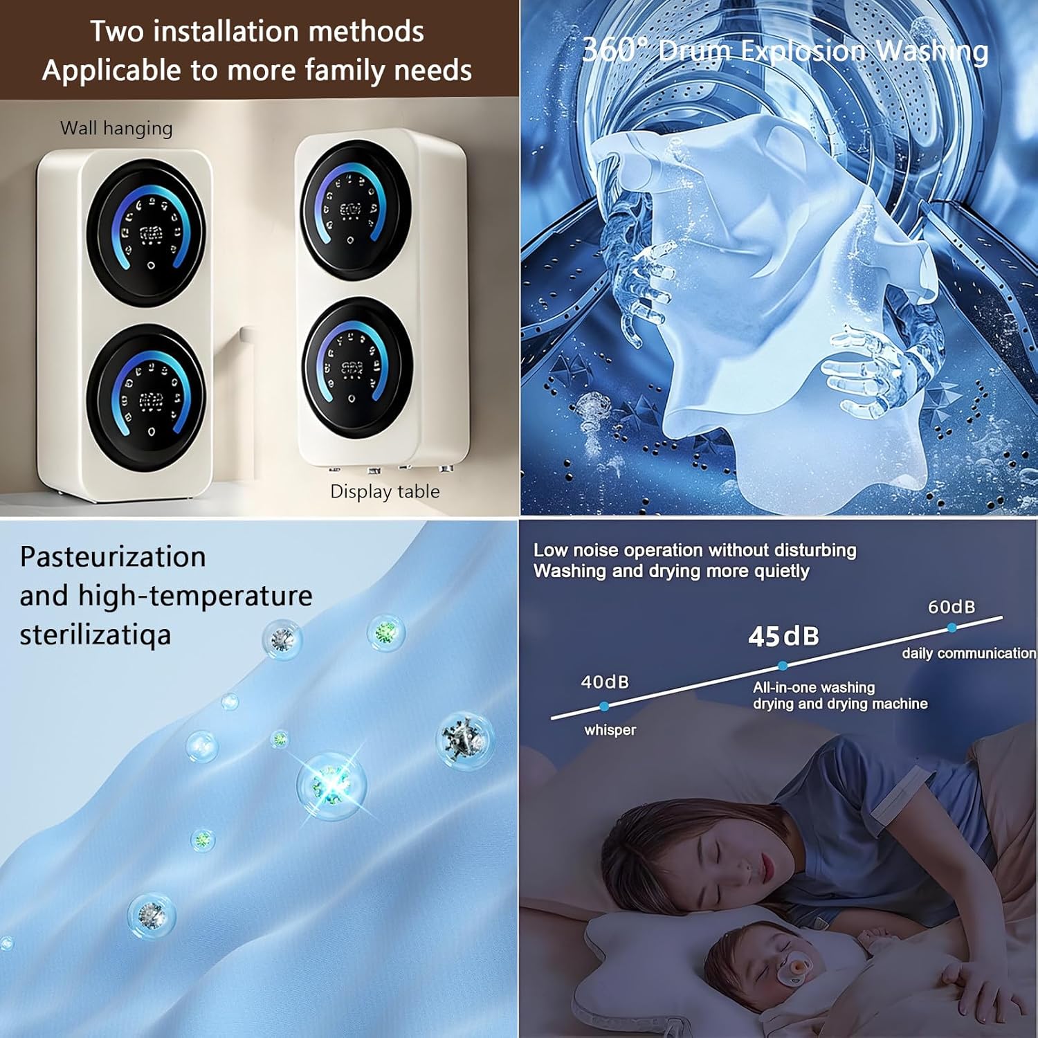 BANGBANGJI Mini Compact Washer Twin Tub Laundry Machine, Underwear Washing Machine, Twin Tub 3.5L Capacity, Stainless Steel Drum for Small Items of Clothing, Underwear, and Socks Desktop