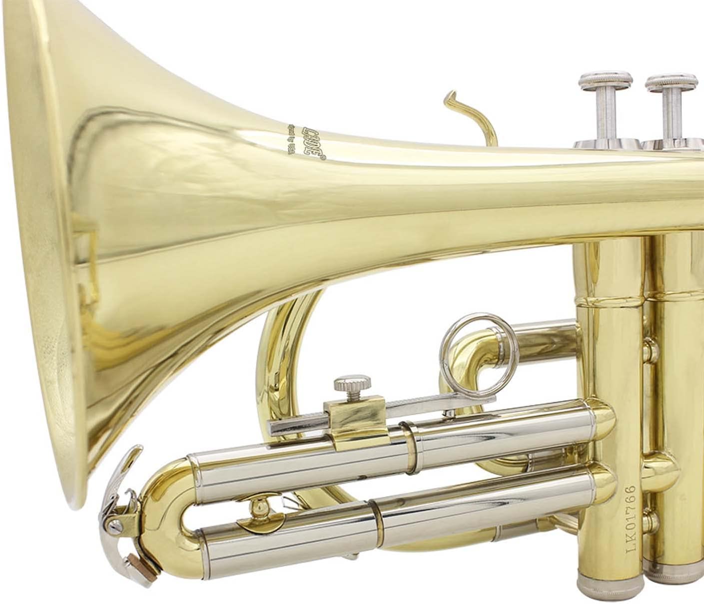 Professional Bb Flat Cornet Brass Instrument with Carrying Case Gloves Cleaning Cloth Brushes