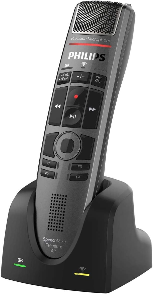 Philips SpeechMike Premium Air Wireless Dictation USB Microphone, Push-Button