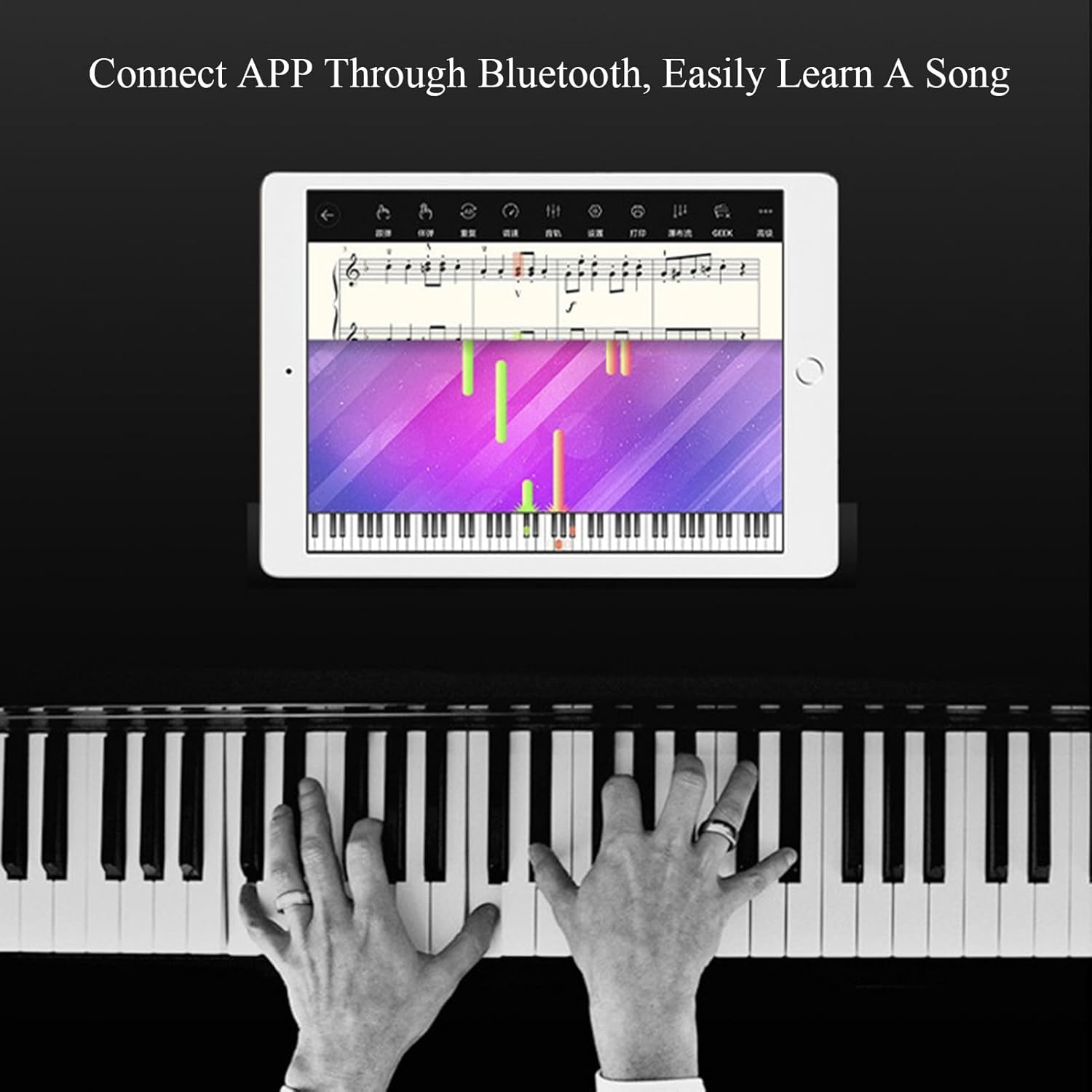 Piano Keyboard 88 Keys Beginner Digital Piano Velocity-Sensitive Keys Portable Electric Piano With Stand, Sustain Pedal, Carrying Bag And Music Sheet(Black)