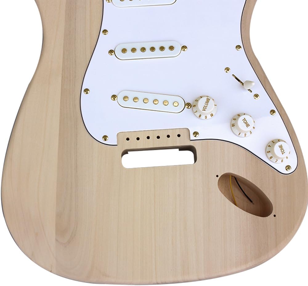Yinfente DIY Guitar Kit With Basswood Body Maple Neck With Rosewood Fretboard 6 String DIY Electric Guitar Kit With All Components To Build Your Own Guitar