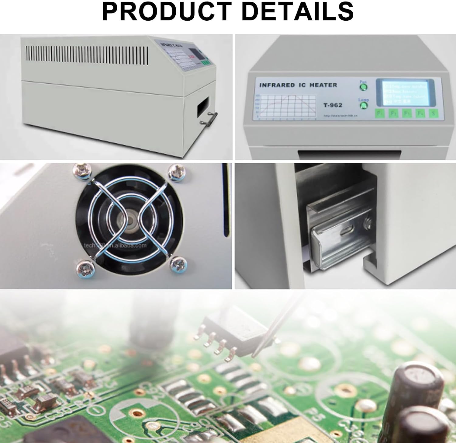 Drawer Type Glass Heating Machine, 800W/1500W/2500W Infrared Heater, BGA SMD SMT Rework Station, for Chip Repair, Product Adhesive Curing, Circuit Board Heating,T962C