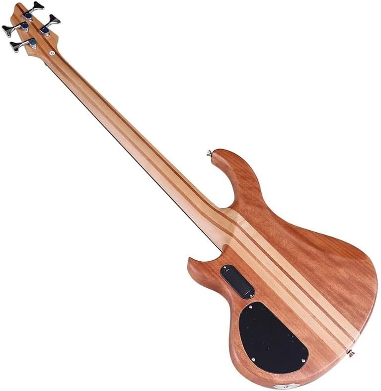 4-String Electric Bass Guitar, 43-Inch Full Size, Natural Matte Finish, Active 24-Fret Pickup System