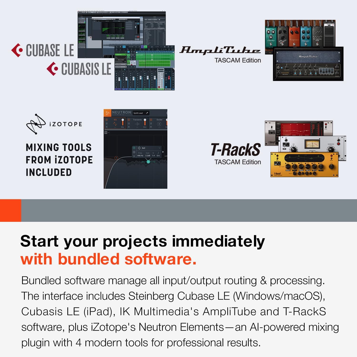 Tascam SERIES 102i 10 IN/2 OUT USB Audio Interface with MIDI, DAW Recording Software for Songwriting, Podcasting, Recording,Silver