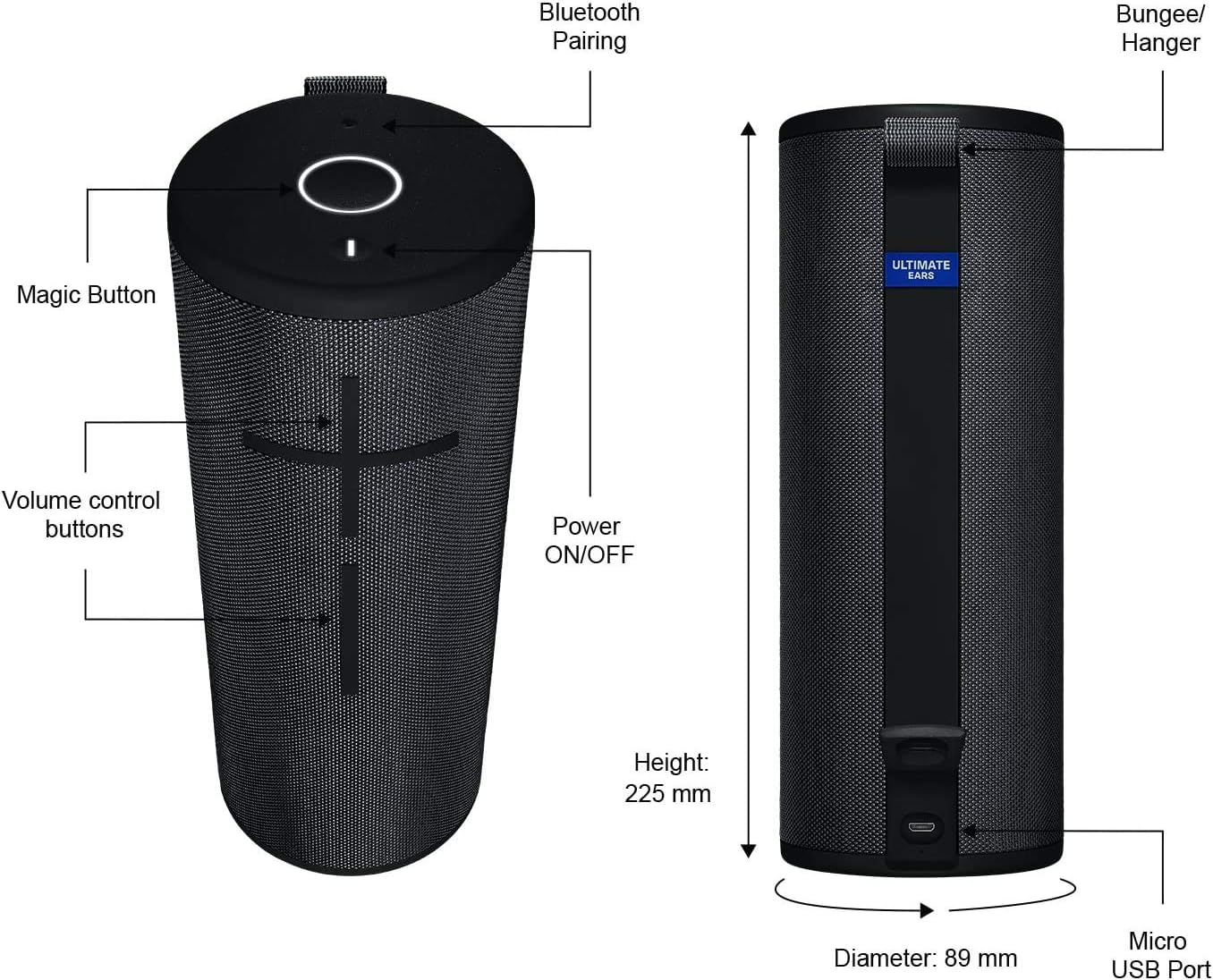 Ultimate Ears MEGABOOM 3 Portable Waterproof Bluetooth Speaker - Bulk Packaging - Night Black