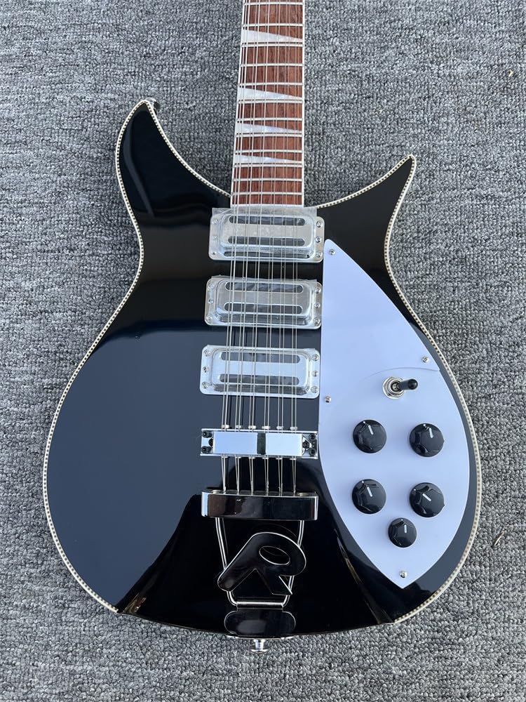 Custom 12 Strings Electric Guitar 350 Mahogany Body Rosewood Fretboard Top&Back Binding Black Color R Tailpiece