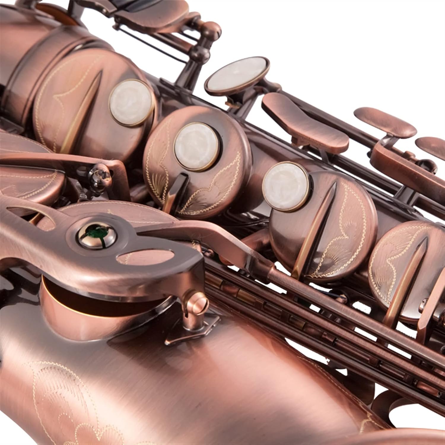 Saxophone Straight High Grade Red Bronze Bent EB Alto Saxophone E-Flat Sax Carved Pattern Woodwind Instrument with Carry Case