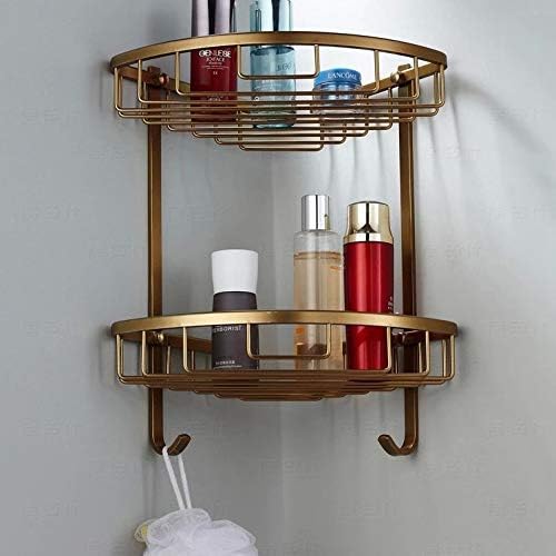 Wall Shelves Bathroom Corner Stand Bathroom Shelves 2 Layer Antique Metal Shower Corner Shelf Wall Mount Shampoo Storage Shelf Rack Bathroom Basket Holder